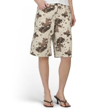 TJ Maxx Cow Printed Twill Bermuda Shorts For Cotton/Polyester - Natural