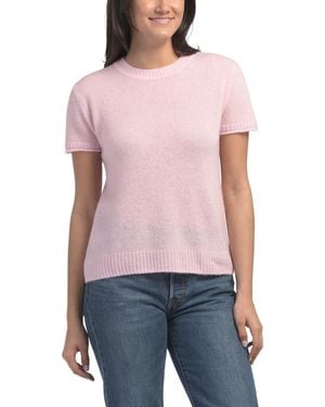 TJ Maxx Cashmere Short Sleeve Sweater With Ribbed Trim - Red