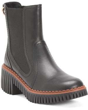TJ Maxx Leather Plita Cella Chelsea Boots For Leather - Black
