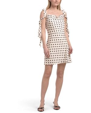 TJ Maxx Ruffle Strap Polka Dot Satin Mini Dress For Polyester - White