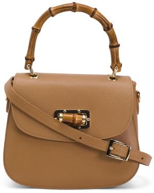 TJ Maxx Leather Turn Lock Bag, Leather - Brown