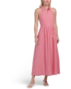 TJ Maxx Collared Gingham Maxi Dress For Cotton/Polyester - Pink