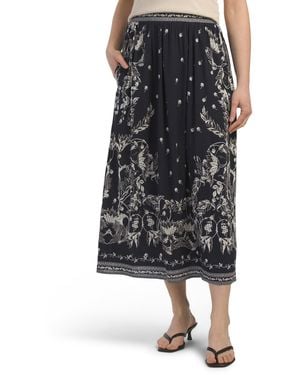 TJ Maxx Starry Night Midi Skirt For Spandex/Rayon - Black