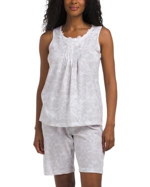 TJ Maxx 2Pc Forever Yours Bermuda Pajama Set For Cotton/Polyester - White