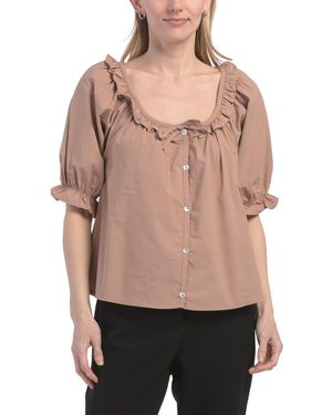 TJ Maxx Poplin Puff Sleeve Blouse For Cotton/Viscose - Black