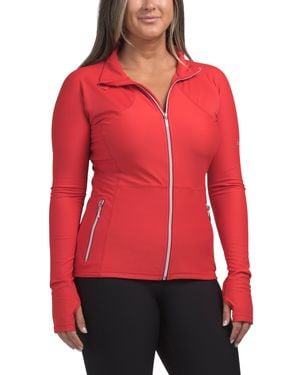 TJ Maxx Rosie Base Layer Full Zip Top For Spandex/Polyester - Red