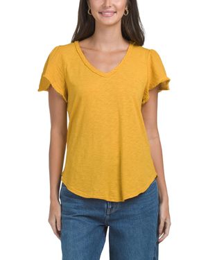 TJ Maxx Supima Cotton Blend Mixed Media Tate T-Shirt For - Orange