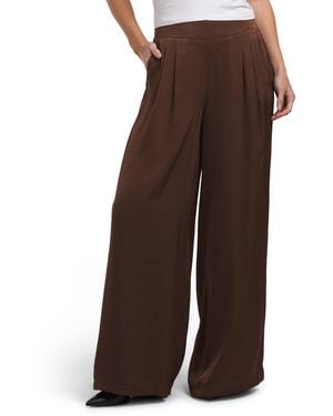 TJ Maxx Textured Satin Pleated Pull On Pants For Polyester - Brown