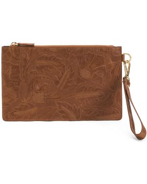 TJ Maxx Leather El Charro Large Wristlet Pouch - Brown