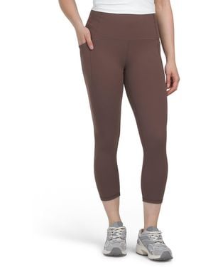 TJ Maxx Capri Leggings With Pockets And Satin Stitch, Spandex/Polyester - Gray