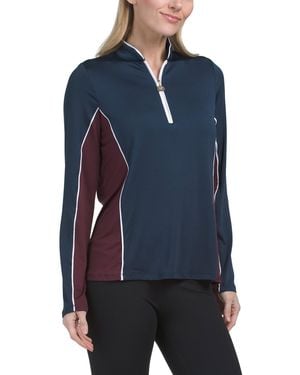 TJ Maxx Upf 50 Long Sleeve Contrast Mock Neck Quarter Zip Jacket For Spandex/Polyester - Blue