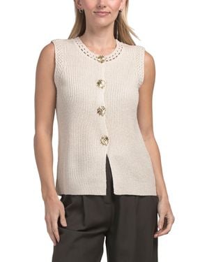 TJ Maxx Fancy Tone Button Vest For Acrylic - Natural