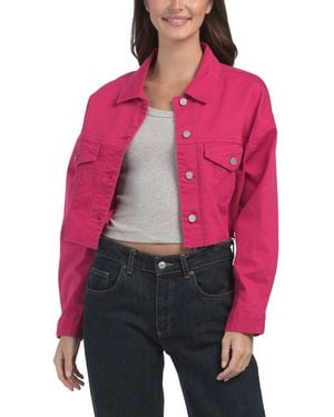 TJ Maxx Cropped Denim Jacket For Spandex/Cotton - Pink