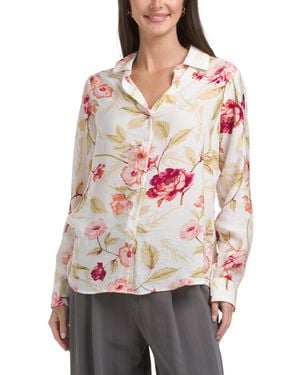 TJ Maxx Airy Roses Top For Polyester/Rayon - Natural