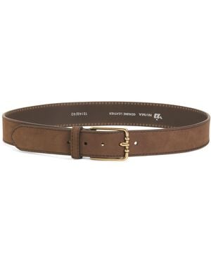 TJ Maxx Nubuck Leather Brass Buckle Belt - Brown