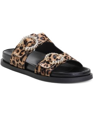 TJ Maxx Leather Ishie Footbed Sandals For - Black