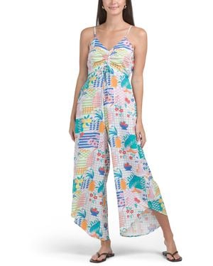 TJ Maxx Printed Jumpsuit For Rayon - Blue