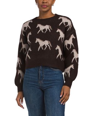 TJ Maxx Horse Pull Over Sweater, Spandex/Polyester/Acrylic - Blue