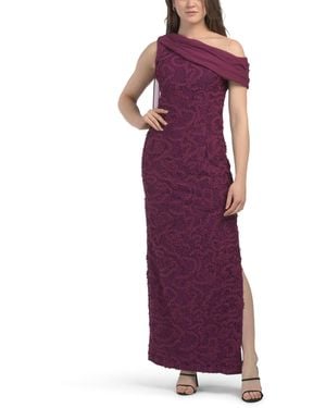 TJ Maxx Elodie Neck Drape Lace Gown For Nylon/Cotton/Polyester - Purple