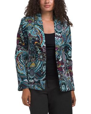 TJ Maxx Printed Blazer, Polyester - Blue