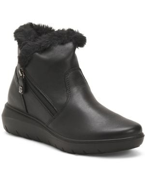 TJ Maxx Leather Booties With Warm Lining Inside For - Black