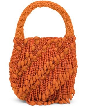 TJ Maxx Roxane Beaded Satchel For Leather - Orange