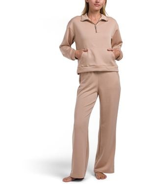 TJ Maxx 2Pc Scuba Pax Quarter Zip Lounge Set For Spandex/Polyester/Rayon - Natural