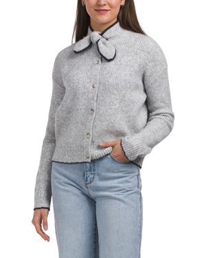 TJ Maxx Cardigan With Tie Neck, Spandex/Polyester/Acrylic - Gray