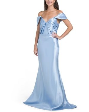 TJ Maxx Off The Shoulder Mikado Gown For Polyester - Blue