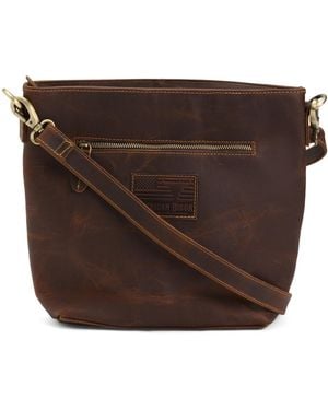 TJ Maxx Leather Zip Top Shoulder Bag For - Brown