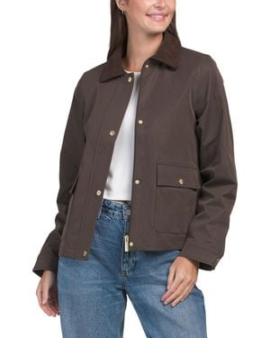 TJ Maxx Barn Jacket With Corduroy Collar, Polyester - Brown