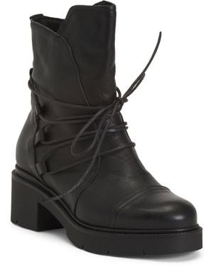 TJ Maxx Leather Lace Up Boots For - Black