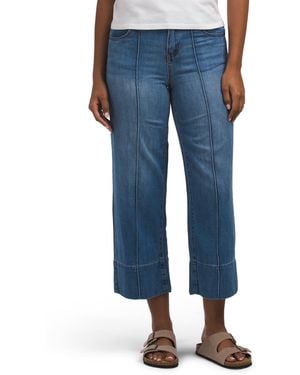 TJ Maxx Pleat Front Faux Cuff Crop Jeans For Cotton/Polyester - Blue