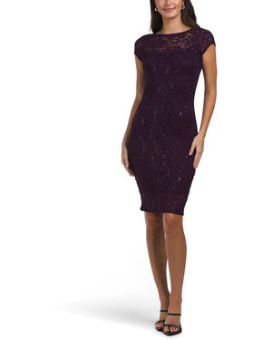 TJ Maxx Sequin Lace Sheath Dress For Polyester - Purple