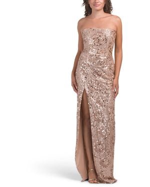 TJ Maxx Sleeveless Embellished Gown With Side Slit For Nylon/Spandex/Polyester - Multicolor