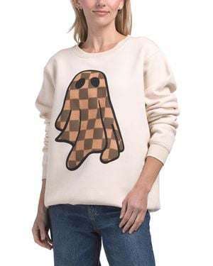 TJ Maxx Checkered Ghost Crew Neck Sweatshirt For Cotton/Polyester - Natural