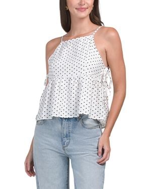 TJ Maxx Polka Dot Side Tie Tank For Nylon/Rayon - Blue