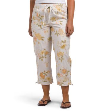 TJ Maxx Poplin Pull On Drawstring Pants With Toggle Hem For Spandex/Cotton - Natural