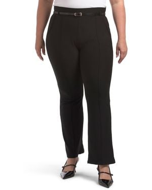 TJ Maxx Plus Pull On Belted Bootcut Scuba Pants For Spandex/Polyester - Black