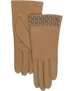 TJ Maxx Leather Px Gloves With Embellished Cuffs For - Brown