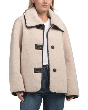 TJ Maxx Kai Reversible Faux Sherpa Coat, Polyester - Natural