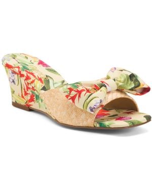 TJ Maxx Milena Floral Bow Wedge Heels For - Metallic