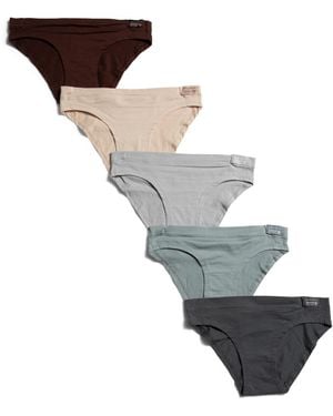 TJ Maxx 5Pk Organic Cotton Blend Bikinis For Spandex/Cotton - Metallic