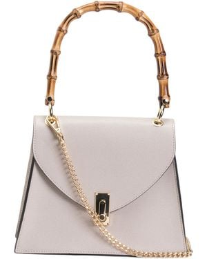TJ Maxx Leather Satchel With Handle And Turn Lock, Leather - Natural