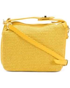 TJ Maxx Straw Medium Folded Handle Satchel, Leather - Yellow