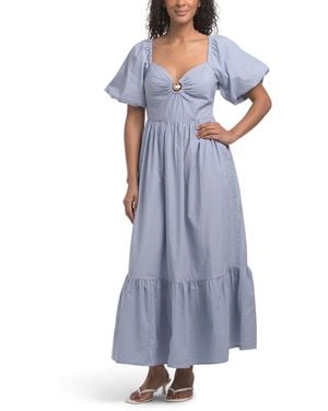 TJ Maxx Seashell Hardware Striped Maxi Dress For Cotton/Polyester - Blue