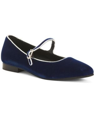 TJ Maxx Pointy Toe Mary Jane Flats For Leather - Blue