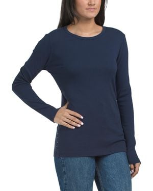 TJ Maxx Romi Hook And Eye Long Sleeve T-Shirt For Cotton - Blue