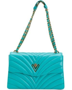 TJ Maxx Patent Leather Quilted Crossbody With Chain Strap For Leather - Blue