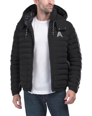 TJ Maxx Uriage Bomber Puffer Jacket With Removable Hood, Nylon/Spandex/Polyester - Black